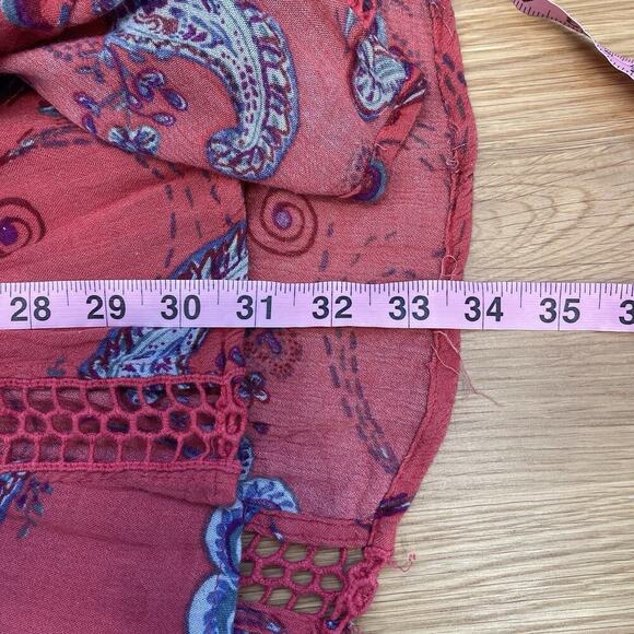 Free People Tunic Top Womens Size M Red Paisley Print Just The Two Of Us Western - Picture 7 of 9